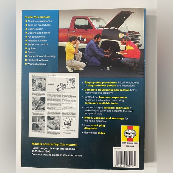 Haynes Ford Ranger & Bronco II 1983 to 1992 2WD 4WD Repair Manual - Picture 3 of 3